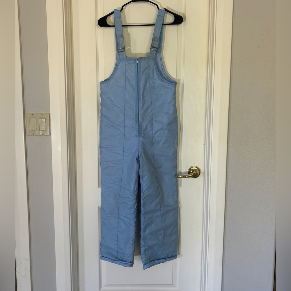 Vintage Montgomery Ward Kids Snow Bibs Light Blue Ski (kids 8-10)